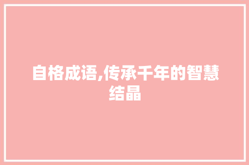 自格成语,传承千年的智慧结晶