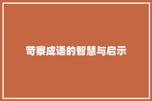 苛察成语的智慧与启示