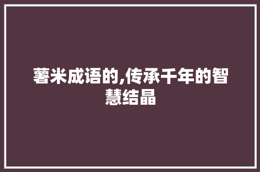 薯米成语的,传承千年的智慧结晶