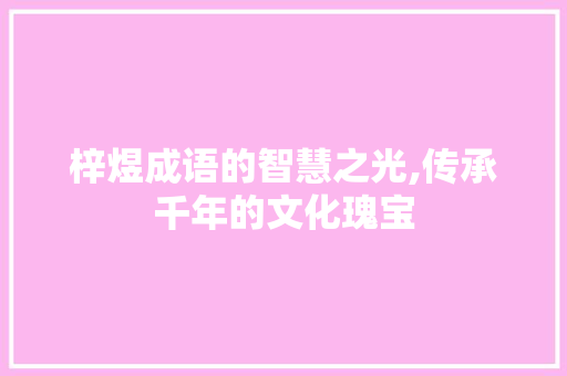 梓煜成语的智慧之光,传承千年的文化瑰宝