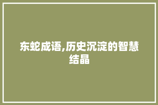 东蛇成语,历史沉淀的智慧结晶