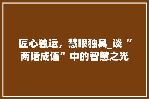 匠心独运，慧眼独具_谈“两话成语”中的智慧之光