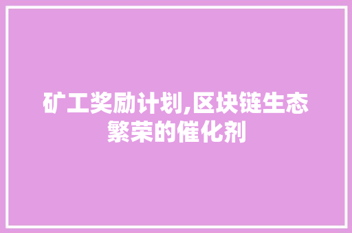 矿工奖励计划,区块链生态繁荣的催化剂
