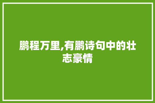 鹏程万里,有鹏诗句中的壮志豪情