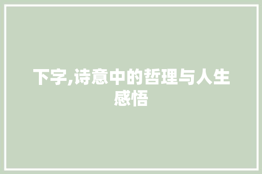 下字,诗意中的哲理与人生感悟