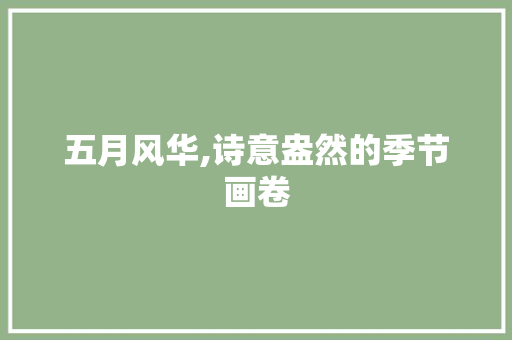 五月风华,诗意盎然的季节画卷