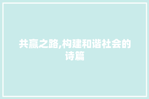 共赢之路,构建和谐社会的诗篇