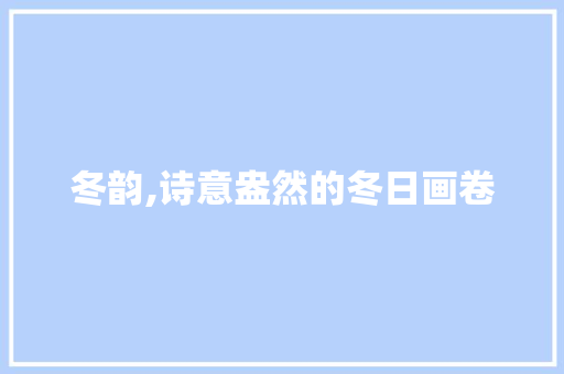 冬韵,诗意盎然的冬日画卷