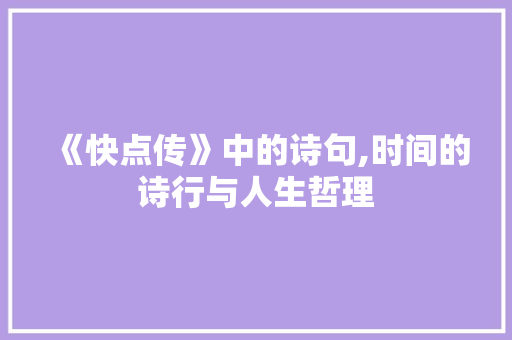 《快点传》中的诗句,时间的诗行与人生哲理