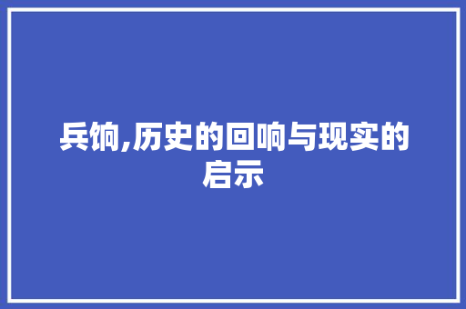 兵饷,历史的回响与现实的启示