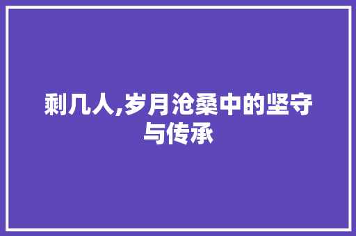 剩几人,岁月沧桑中的坚守与传承