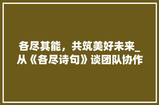 各尽其能，共筑美好未来_从《各尽诗句》谈团队协作与个人价值实现