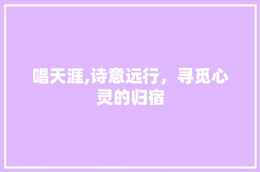唱天涯,诗意远行，寻觅心灵的归宿