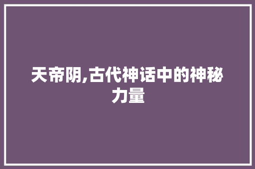 天帝阴,古代神话中的神秘力量