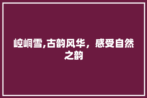 崆峒雪,古韵风华，感受自然之韵