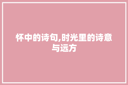 怀中的诗句,时光里的诗意与远方 职场应用