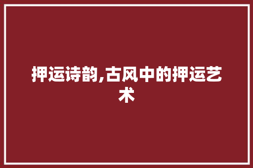 押运诗韵,古风中的押运艺术