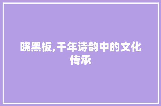 晓黑板,千年诗韵中的文化传承