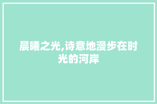 晨曦之光,诗意地漫步在时光的河岸