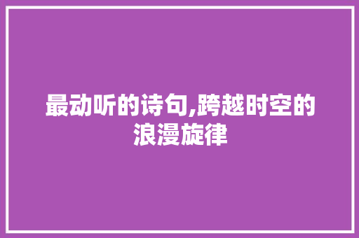 最动听的诗句,跨越时空的浪漫旋律