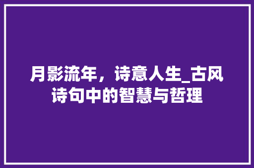月影流年，诗意人生_古风诗句中的智慧与哲理