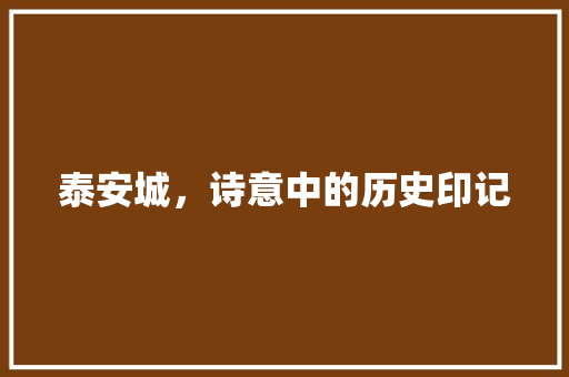 泰安城，诗意中的历史印记