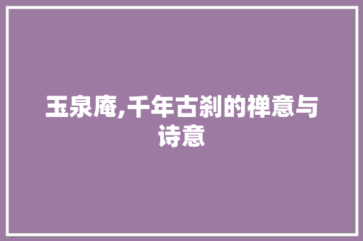 玉泉庵,千年古刹的禅意与诗意