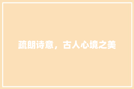 疏朗诗意，古人心境之美