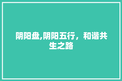 阴阳盘,阴阳五行，和谐共生之路