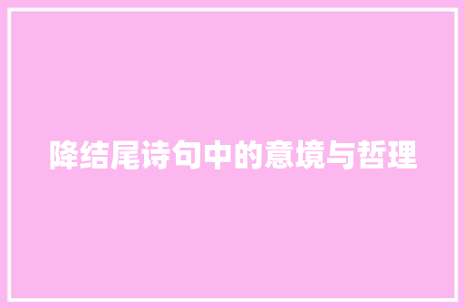 降结尾诗句中的意境与哲理