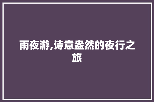 雨夜游,诗意盎然的夜行之旅