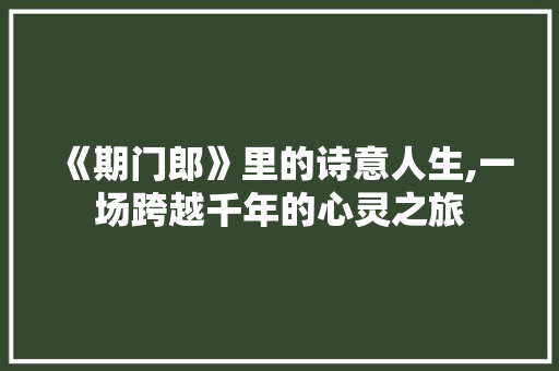 《期门郎》里的诗意人生,一场跨越千年的心灵之旅