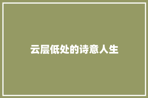 云层低处的诗意人生