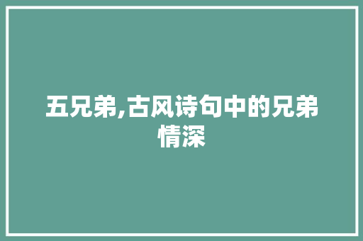 五兄弟,古风诗句中的兄弟情深