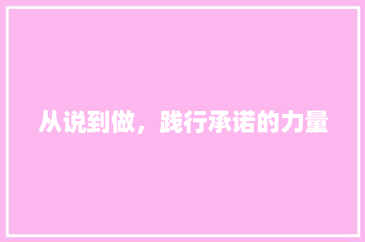 从说到做，践行承诺的力量