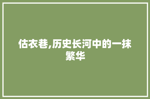估衣巷,历史长河中的一抹繁华