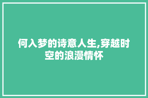何入梦的诗意人生,穿越时空的浪漫情怀