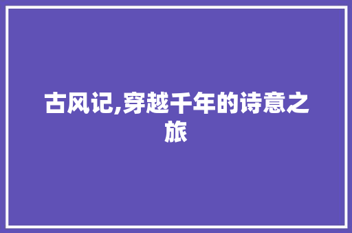 古风记,穿越千年的诗意之旅