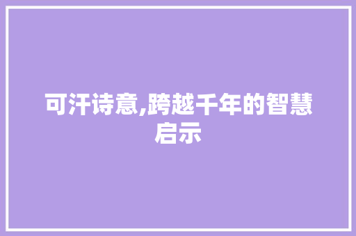 可汗诗意,跨越千年的智慧启示