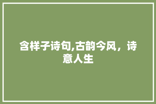 含样子诗句,古韵今风，诗意人生