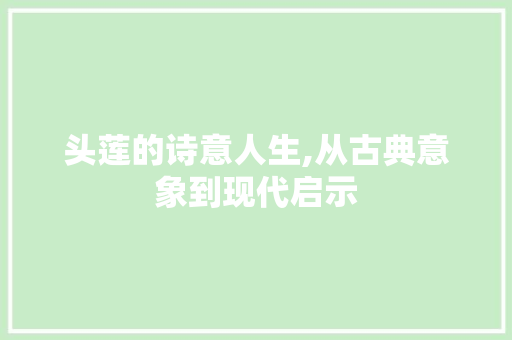 头莲的诗意人生,从古典意象到现代启示
