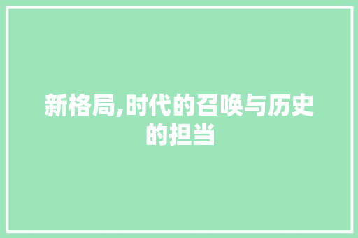 新格局,时代的召唤与历史的担当
