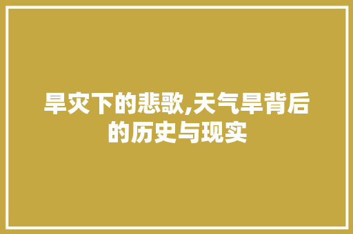 旱灾下的悲歌,天气旱背后的历史与现实