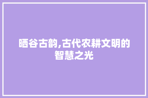 晒谷古韵,古代农耕文明的智慧之光