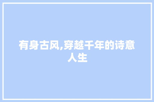 有身古风,穿越千年的诗意人生