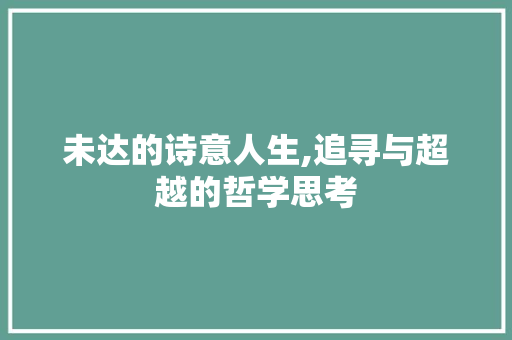 未达的诗意人生,追寻与超越的哲学思考