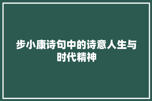 步小康诗句中的诗意人生与时代精神