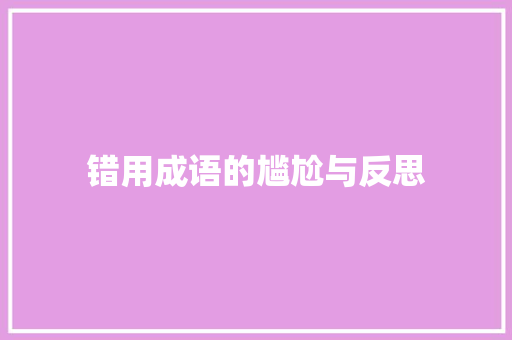 错用成语的尴尬与反思