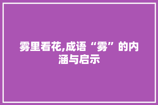 雾里看花,成语“雾”的内涵与启示