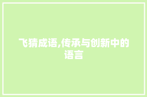 飞猜成语,传承与创新中的语言